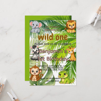 Wild One Safari 1-års inbjudan | Söt Jun