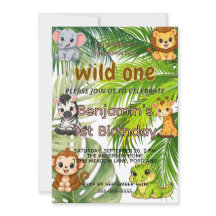 Wild One Safari 1-års inbjudan | Söt Jun