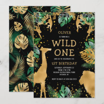 Wild One Safari 1-årsdag Svart Grön Guld