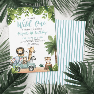 Wild One Safari 1-årsfest Inbjudningar