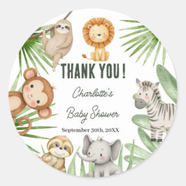 Wild One Safari Animals Boy Baby Shower Runt Klistermärke