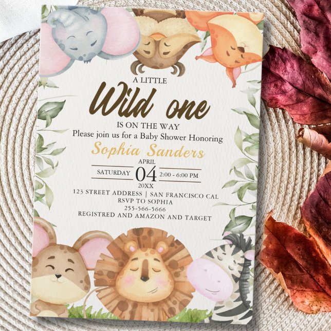 Wild One Safari Baby Shower Inbjudningar (Skapare uppladdad)