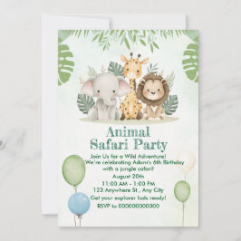Wild One Safari Birthday Invitation Inbjudningar