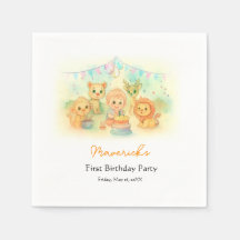 Wild One Safari Boy 1-års födelsedags Jungle Party