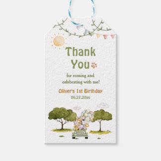 Wild One Safari Boy Birthday Thank You Favor Tag Presentetikett