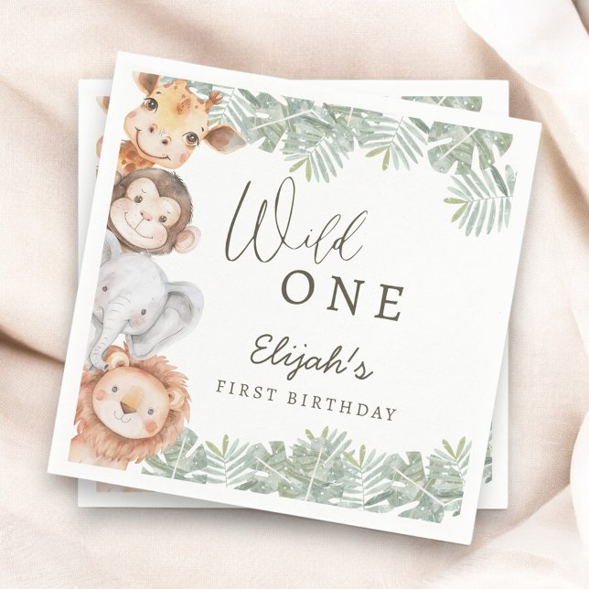 Wild One Safari Boy's 1st Birthday Pappersservett (Skapare uppladdad)
