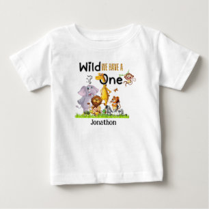 Wild One Safari Djur 1:a Födelsedagsserie Tecknad T Shirt