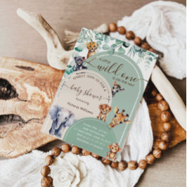 Wild One Safari Djur Baby Shower  Inbjudningar