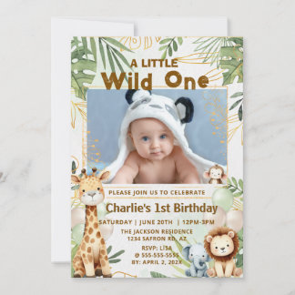 Wild One Safari First Birthday Invitation Inbjudningar