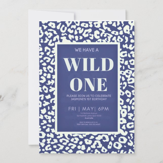 Wild One Safari First Birthday Invitation Inbjudningar (Framsida)
