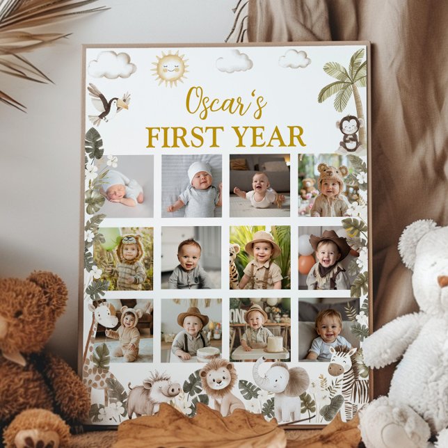 Wild One Safari First Year Photo Milestone Poster (Skapare uppladdad)