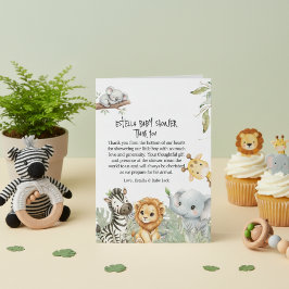 Wild One Safari Jungle Animals Boy Baby Shower Tack Kort
