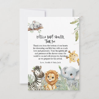 Wild One Safari Jungle Animals Boy Baby Shower  Tack Kort
