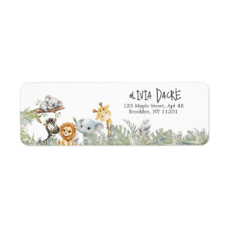 Wild One  Safari Jungle Animals Return Address  Returadress Etikett