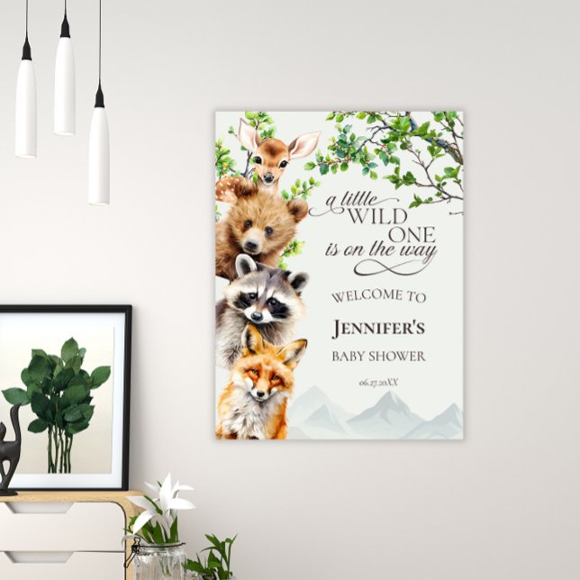Wild One Woodland Forest Animals Baby Shower Poster (Skapare uppladdad)