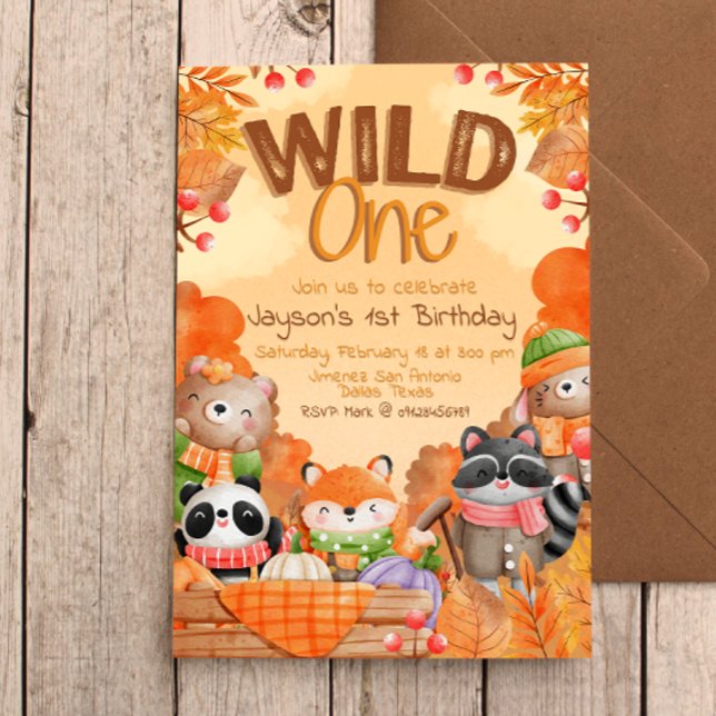 Wild One Woodlands 1-års födelsedagsinbjudan Inbjudningar (Skapare uppladdad)