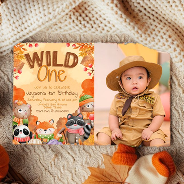 Wild One Woodlands-inbjudan med foto Inbjudningar (Wild One Woodlands Invitation with Photo)