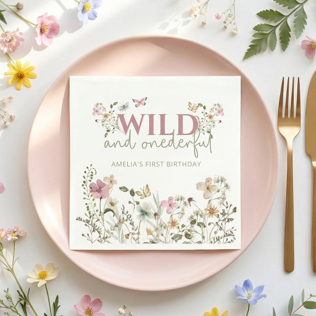 Wild & Onederful Wildflower 1st Birthday Party Pappersservett (Skapare uppladdad)