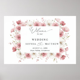 Wild Pink Flowers Bröllop  Poster