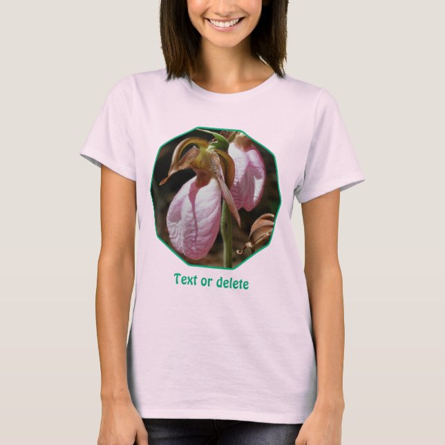 Wild Pink Lady Slipper Orchid Pair Personalized T Shirt (Framsida)