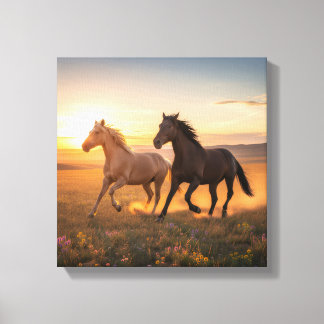 Wild Prairie Run – Horses at Sunset Wall Art Canvastryck