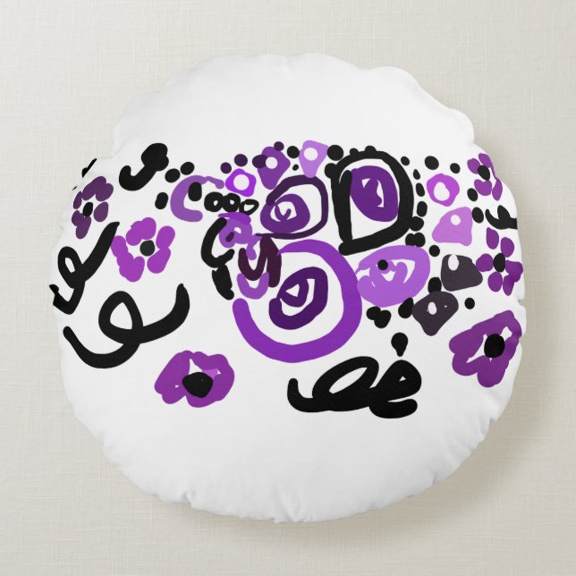 Wild Purple Peacock Rund Kudde (Framsidan)