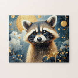 Wild Raccoon painted Pussel