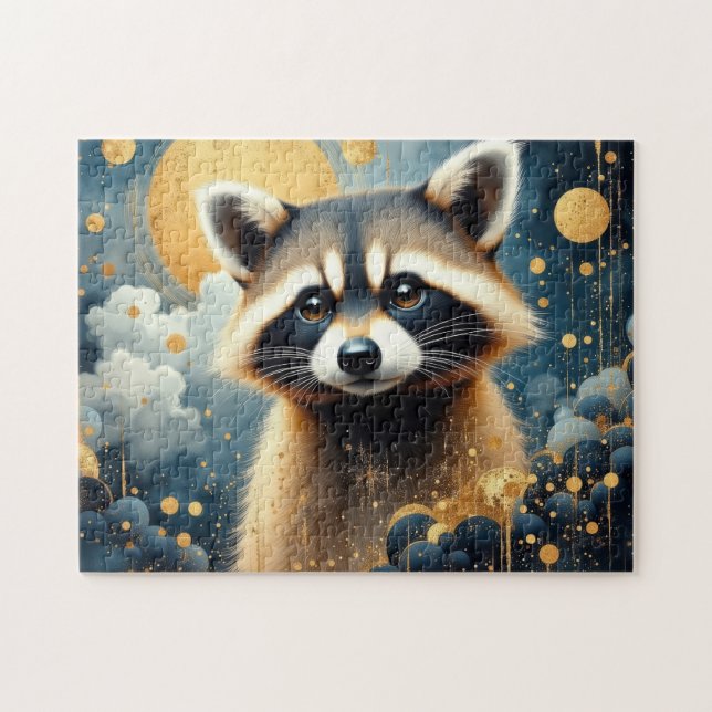 Wild Raccoon painted Pussel (Horisontell)