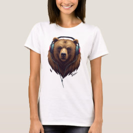 Wild Resonance – Abstract Bear with Headphones T Shirt