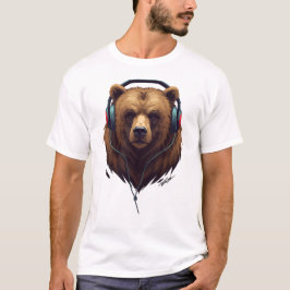 Wild Resonance – Abstract Bear with Headphones T Shirt