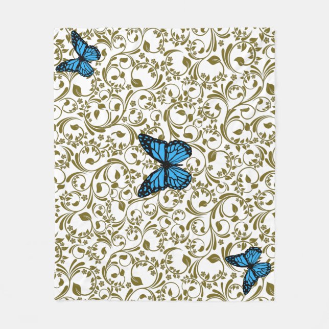Wild Romantic Field Blue butterflies Fleecefilt (Framsidan)