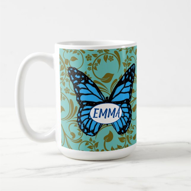 Wild Romantic Field Blue butterflies Kaffemugg (Vänster)
