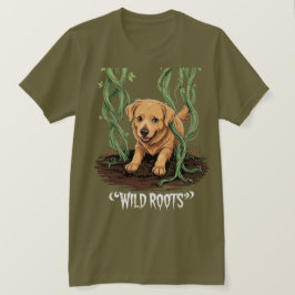 Wild Roots – Spooky Golden Retriever Garden Design T Shirt