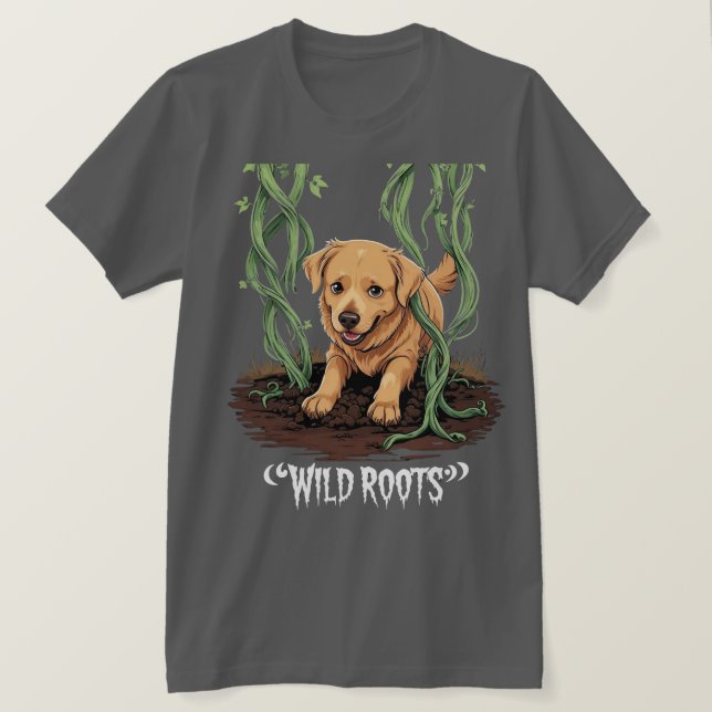 Wild Roots – Spooky Golden Retriever Garden Design T Shirt (Design framsida)