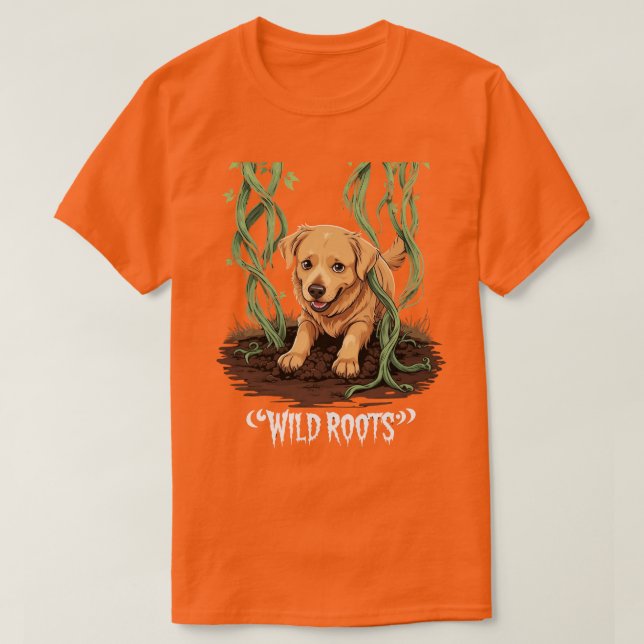Wild Roots – Spooky Golden Retriever Garden Design T Shirt (Design framsida)