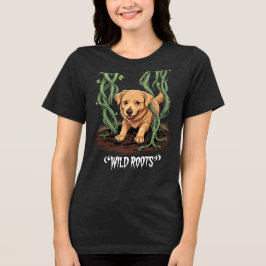 Wild Roots – Spooky Golden Retriever Garden Design T Shirt