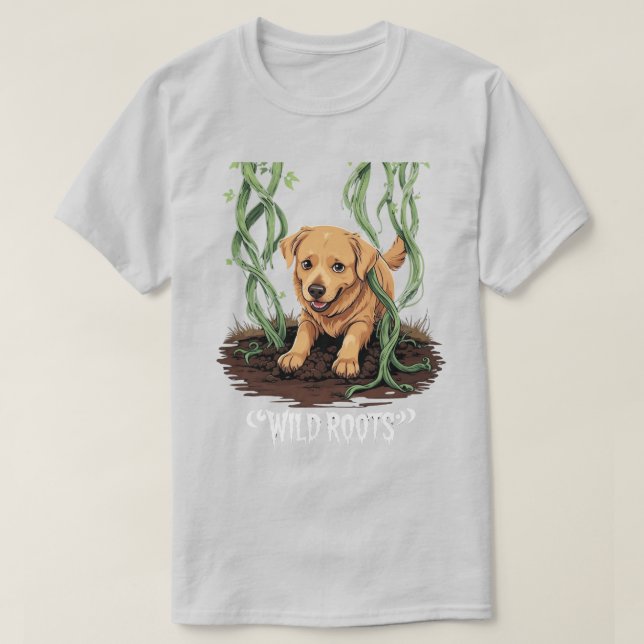 Wild Roots – Spooky Golden Retriever Garden Design T Shirt (Design framsida)