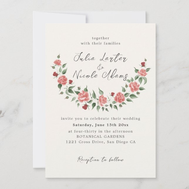 Wild Rose Floral Petals Garden Affair Wedding Inbjudningar (Framsida)