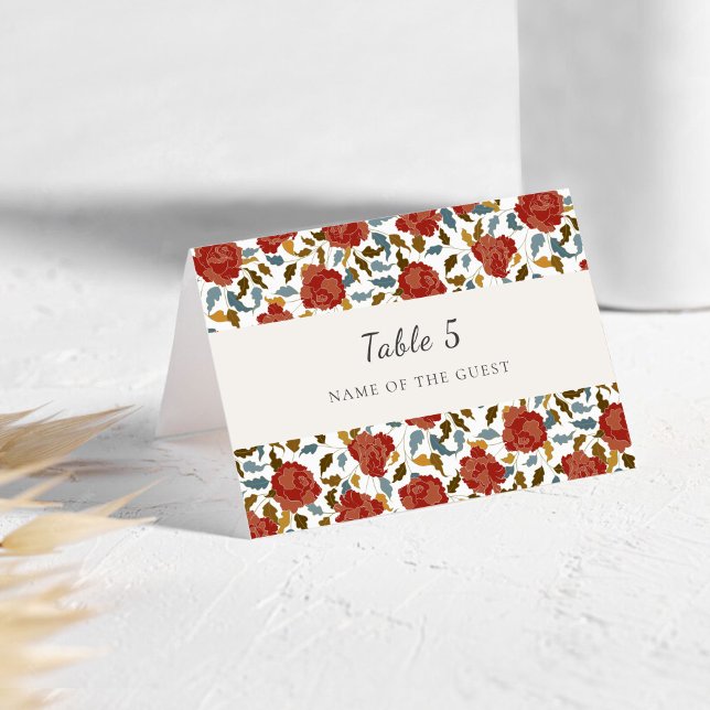 Wild Rose Floral Petals Garden Wedding Place Card Bordsnummer (Skapare uppladdad)
