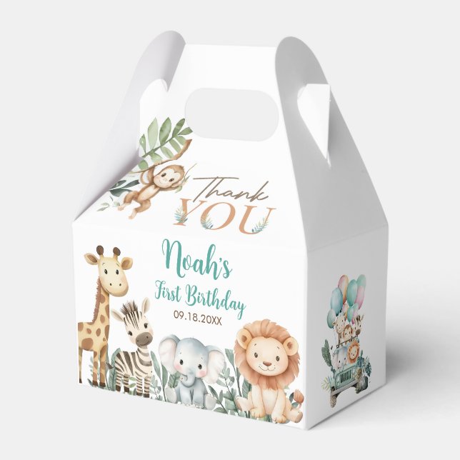 Wild Safari Animals Birthday Party Presentaskar (Framsidan Sidan)