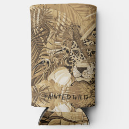 Wild Sepia Leopard Can Cooler 