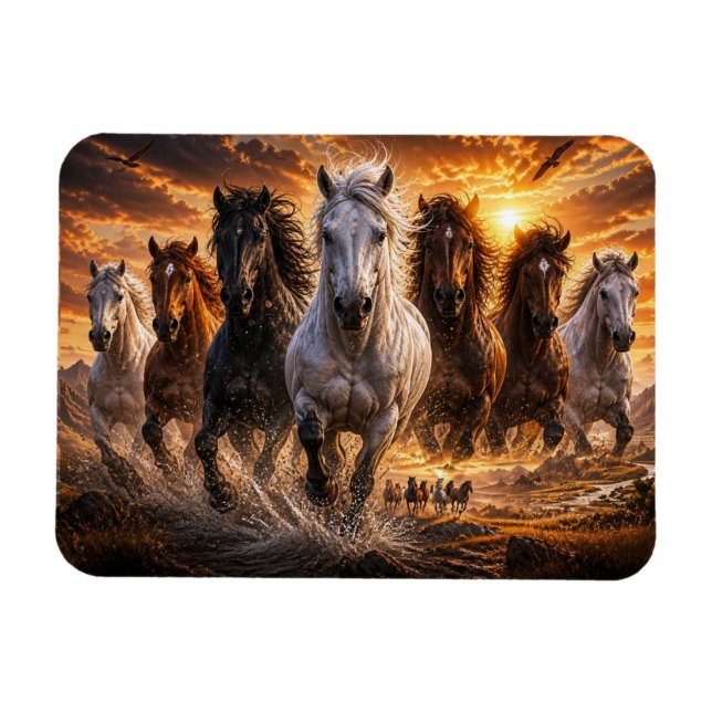 Wild Spirit Stampede – Majestätisk Konst med Löphä Magnet (Horisontell)