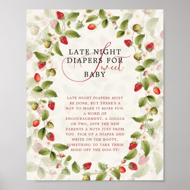 WILD STRAW BERRY SWEET BABY SHOWER SIGN POSTER (Framsidan)