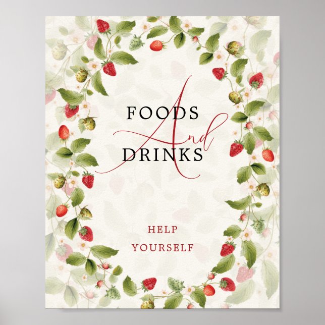 WILD STRAW BERRY SWEET BABY SHOWER SIGN POSTER (Framsidan)