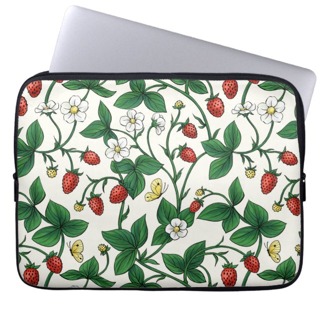 Wild strawberries red/yellow/green/off white laptop fodral (Framsidan)