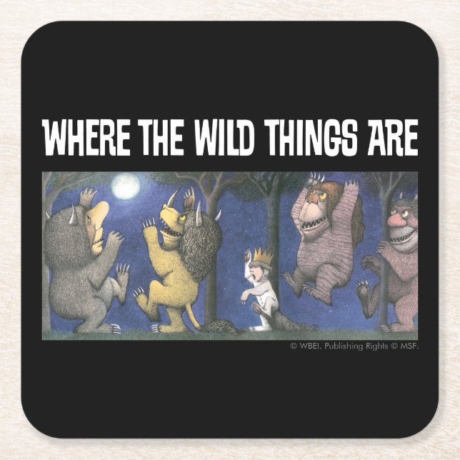 Wild Things and Max Dancing in Moonlight Underlägg Papper Kvadrat (Framsidan)