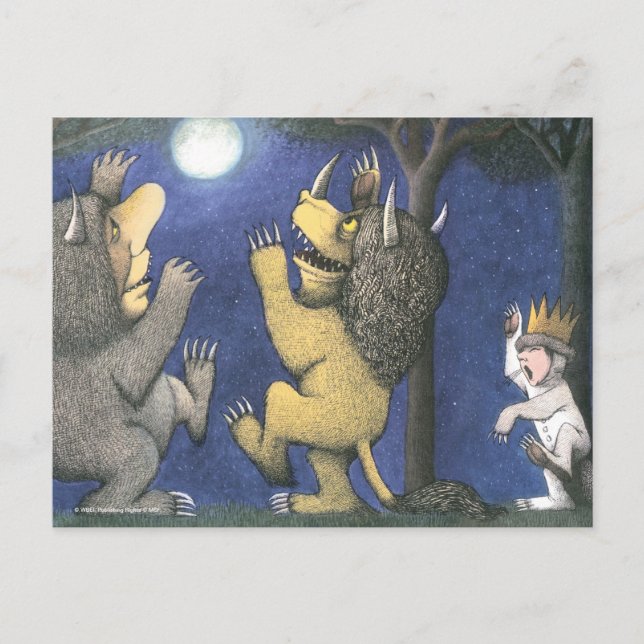 Wild Things and Max Dancing in Moonlight Vykort (Framsida)