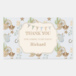 Wild West Baby Cowboy 1st Birthday Rektangulärt Klistermärke