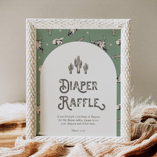 Wild West Baby Shower Blöja Lotteri Skylt