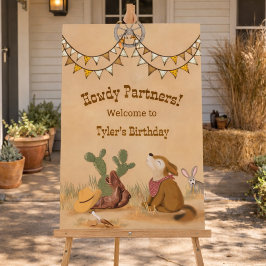 Wild West Cowboy Birthday Welcome Sign Poster